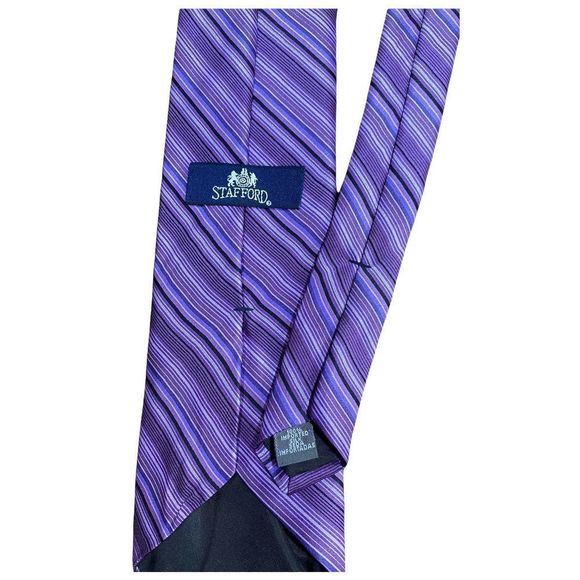 Stafford Silk Purple Striped Classic Men's Tie - Picture 1 of 7